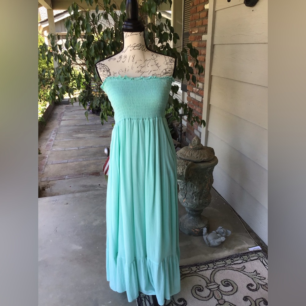Boston Proper Med Smocked Gauze Maxi